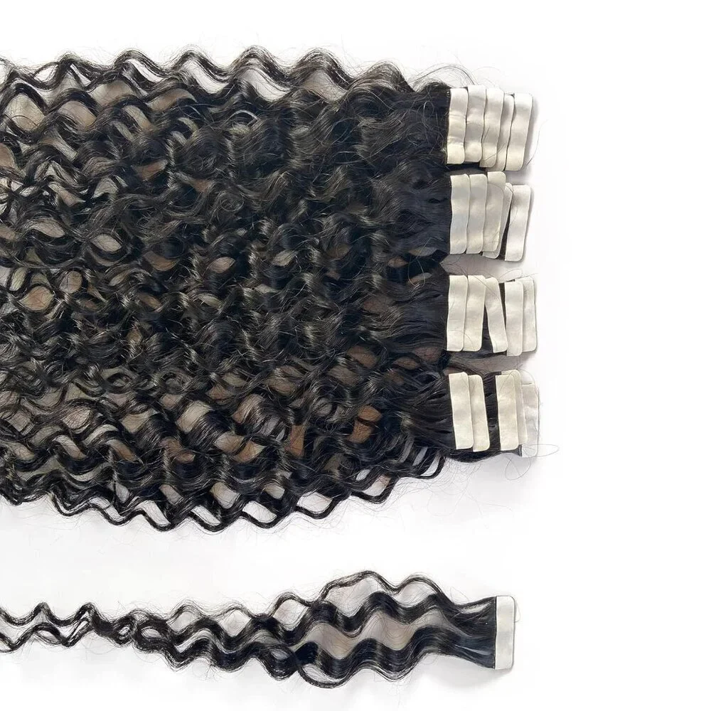 Water Wave Tape in Hair Extensions Human Hair